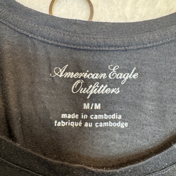 American Eagle Shirt Womens Medium Black Silver Long Sleeve Soft - Picture 2 of 5